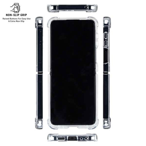 Silver Carbon Fiber Specialty Texture Material Galaxy Z Flip7 Clear Case