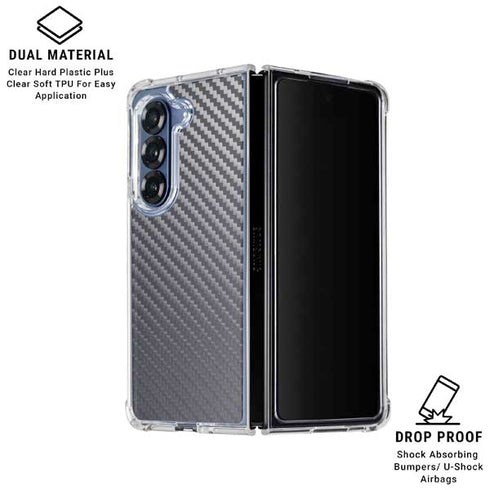 Silver Carbon Fiber Specialty Texture Material Galaxy Z Fold6 Clear Case