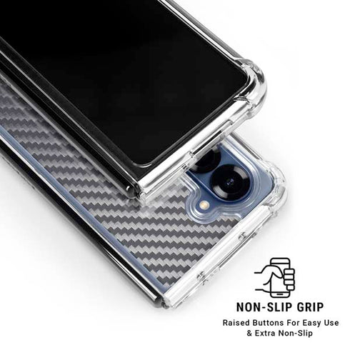 Silver Carbon Fiber Specialty Texture Material Galaxy Z Fold6 Clear Case