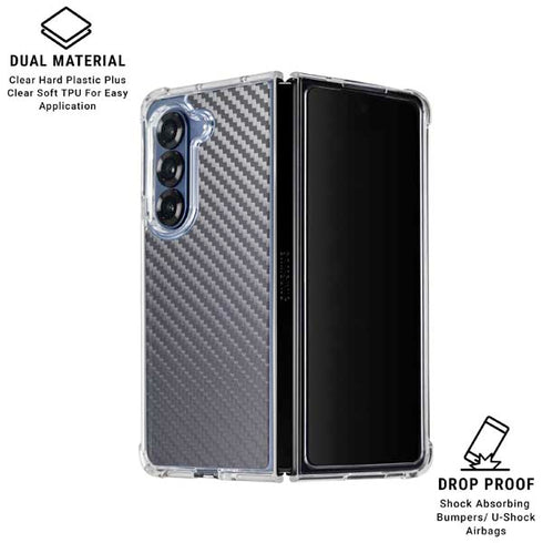 Silver Carbon Fiber Specialty Texture Material Galaxy Z Fold7 Clear Case