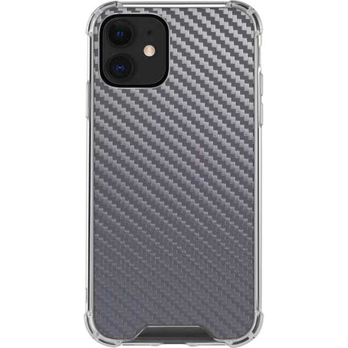Silver Carbon Fiber Specialty Texture Material iPhone 12 Clear Case