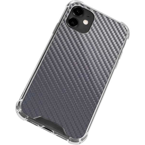 Silver Carbon Fiber Specialty Texture Material iPhone 12 Clear Case