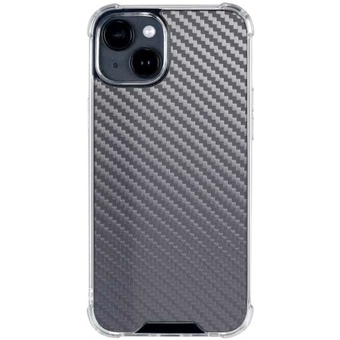 Silver Carbon Fiber Specialty Texture Material iPhone 15 Clear Case