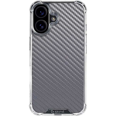 Silver Carbon Fiber Specialty Texture Material iPhone 16 Clear Case