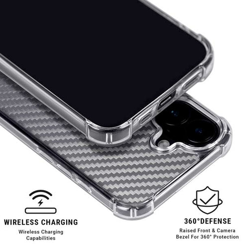 Silver Carbon Fiber Specialty Texture Material iPhone 16 Clear Case