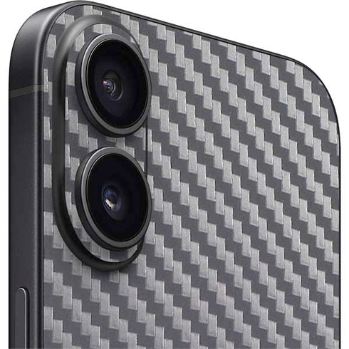 Silver Carbon Fiber Specialty Texture Material iPhone 16 Plus Skin
