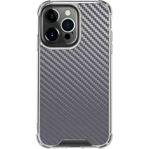 Silver Carbon Fiber Specialty Texture Material iPhone 16 Pro Max Clear Case