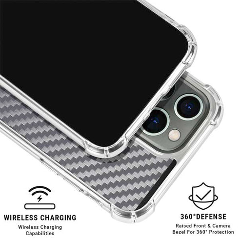 Silver Carbon Fiber Specialty Texture Material iPhone 16 Pro Max Clear Case