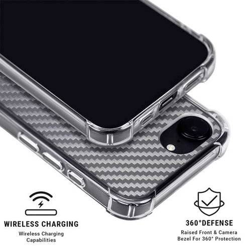 Silver Carbon Fiber Specialty Texture Material iPhone 16e Clear Case