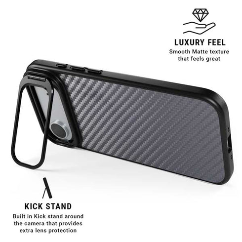Silver Carbon Fiber Specialty Texture Material iPhone 17 Air Kickstand Case