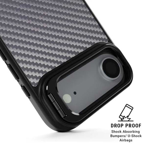 Silver Carbon Fiber Specialty Texture Material iPhone 17 Air Kickstand Case