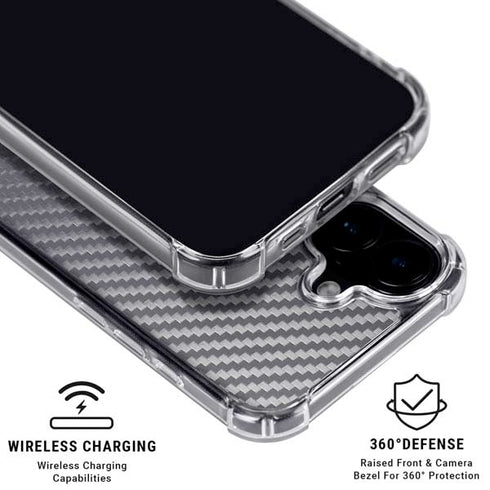 Silver Carbon Fiber Specialty Texture Material iPhone 17 Clear Case