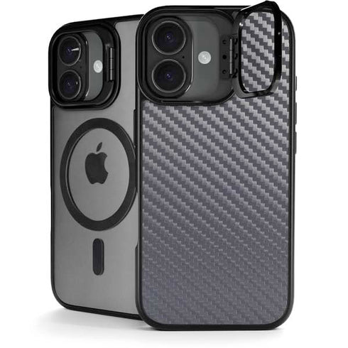 Silver Carbon Fiber Specialty Texture Material iPhone 17 Kickstand Case