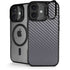 Silver Carbon Fiber Specialty Texture Material iPhone 17 Kickstand Case