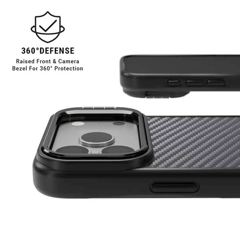 Silver Carbon Fiber Specialty Texture Material iPhone 17 Pro Kickstand Case