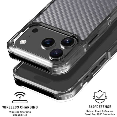 Silver Carbon Fiber Specialty Texture Material iPhone 17 Pro Max Clear Case