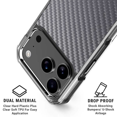 Silver Carbon Fiber Specialty Texture Material iPhone 17 Pro Max Clear Case