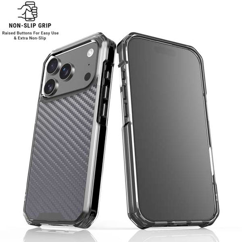 Silver Carbon Fiber Specialty Texture Material iPhone 17 Pro Max Clear Case