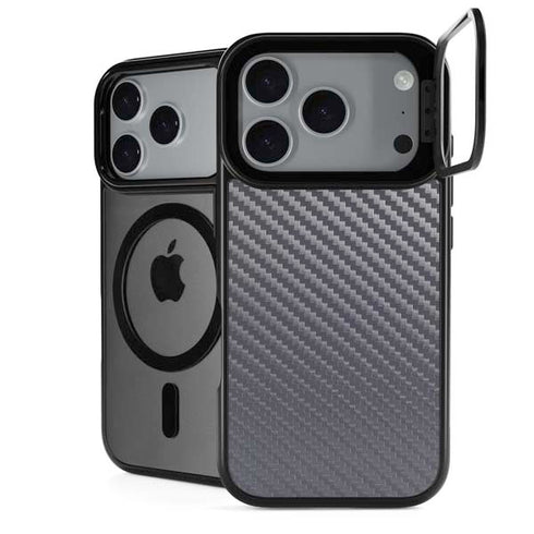 Silver Carbon Fiber Specialty Texture Material iPhone 18 Pro Kickstand Case