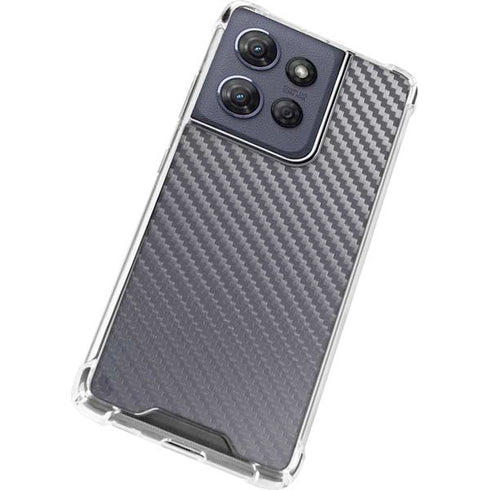 Silver Carbon Fiber Specialty Texture Material Moto G 5G (2025) Clear Case