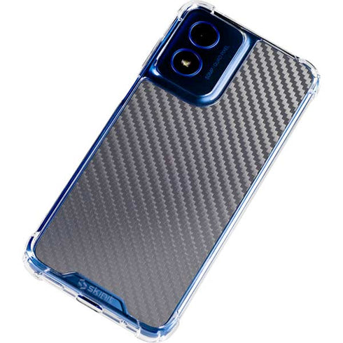 Silver Carbon Fiber Specialty Texture Material Moto G 5G (2024) Clear Case
