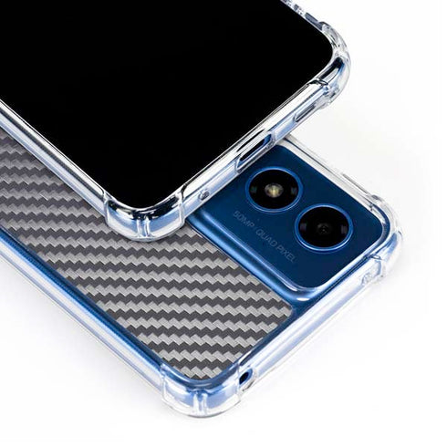 Silver Carbon Fiber Specialty Texture Material Moto G 5G (2024) Clear Case