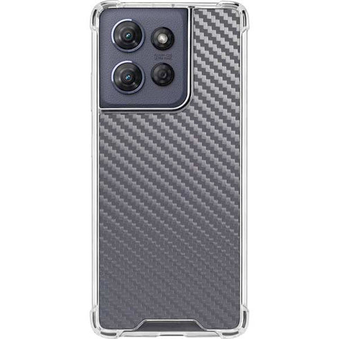 Silver Carbon Fiber Specialty Texture Material Moto G Play 5G (2025) Clear Case