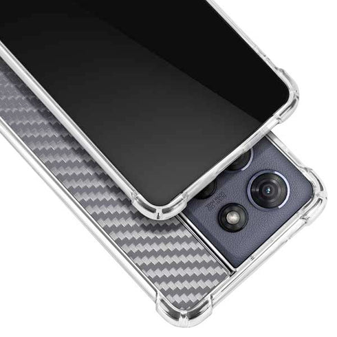 Silver Carbon Fiber Specialty Texture Material Moto G Play 5G (2025) Clear Case