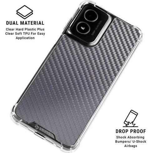 Silver Carbon Fiber Specialty Texture Material Moto G Power 5G (2024) Clear Case