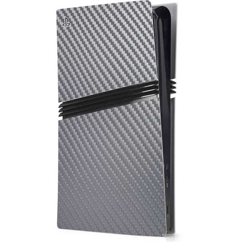 Silver Carbon Fiber Specialty Texture Material PS5 Pro Console Skin
