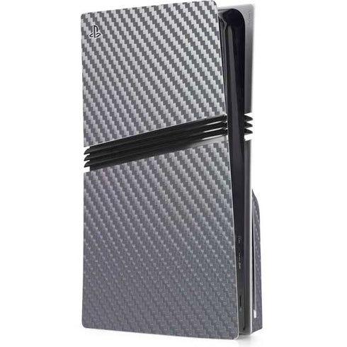 Silver Carbon Fiber Specialty Texture Material PS5 Pro Disk Console Skin