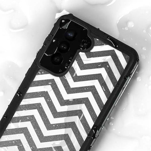Silver Chevron Galaxy S24 Plus Waterproof Case