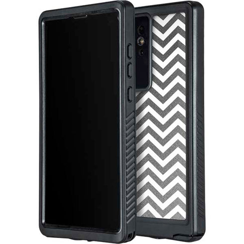 Silver Chevron Galaxy S24 Ultra Waterproof Case