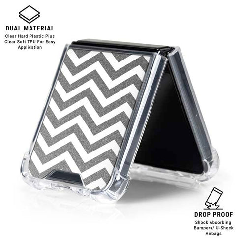 Silver Chevron Galaxy Z Flip6 Clear Case