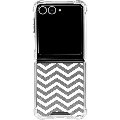 Silver Chevron Galaxy Z Flip7 Clear Case