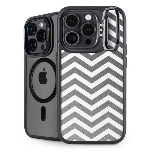 Silver Chevron iPhone 14 Pro Max Kickstand Case