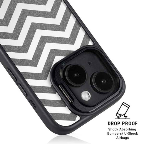 Silver Chevron iPhone 15 Plus Kickstand Case