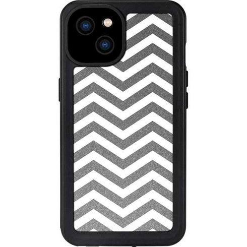 Silver Chevron iPhone 15 Plus Waterproof Case