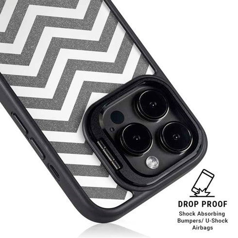 Silver Chevron iPhone 15 Pro Kickstand Case