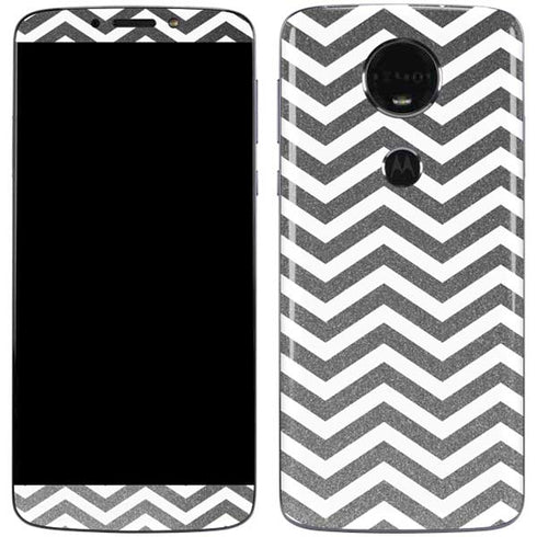 Silver Chevron Moto E5 Plus Skin