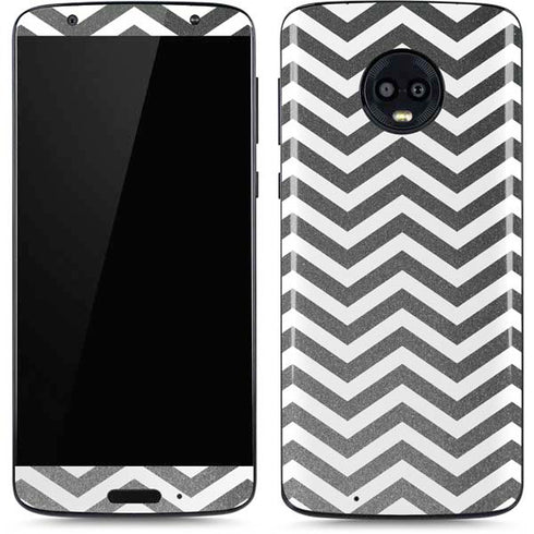 Silver Chevron Moto G6 Skin