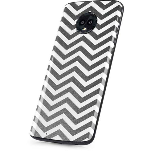 Silver Chevron Moto G6 Skin