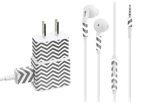 Silver Chevron Phone Charger Skin