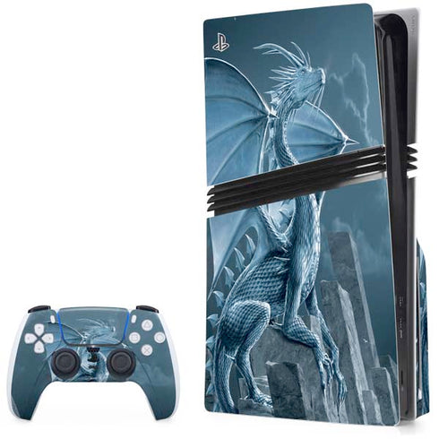 Silver Dragon by Vincent Hie PS5 Pro Disk Bundle Skin