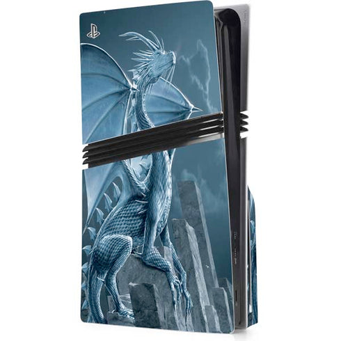Silver Dragon by Vincent Hie PS5 Pro Disk Console Skin