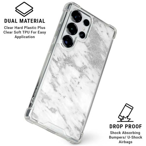 Silver Marble Galaxy S25 Ultra Clear Case