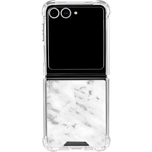 Silver Marble Galaxy Z Flip7 Clear Case