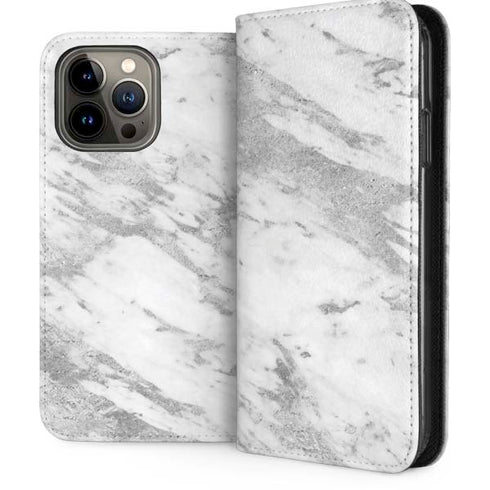 Silver Marble iPhone 13 Pro Max Folio Case