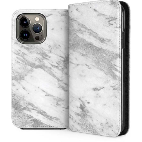 Silver Marble iPhone 14 Pro Max Folio Case