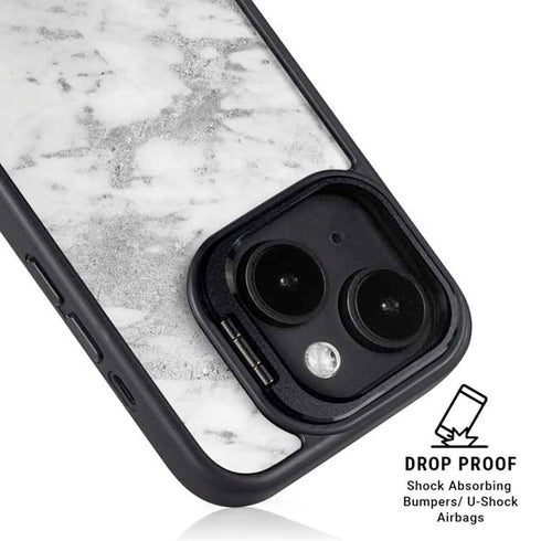 Silver Marble iPhone 15 Plus Kickstand Case